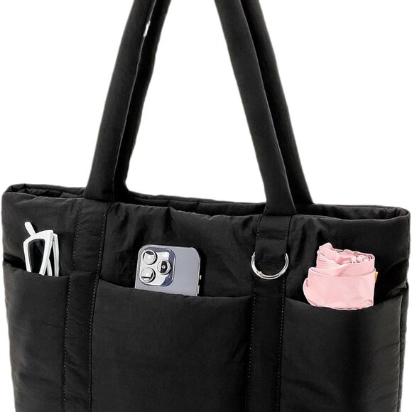 Multi Pocket Nylon Tote Bag for Women with Compartments for Travel Work Gym - Picture 1 of 7